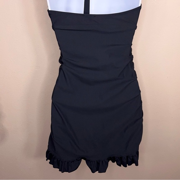 Medium Assets Spanx *READ LISTING Black Swim Cover Dress Ruffle Halter Fitted - Picture 13 of 16